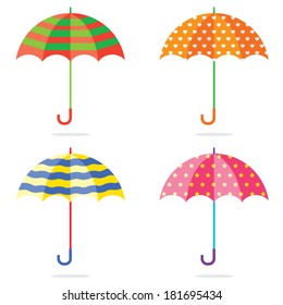 Set Of Different Colorful Umbrellas