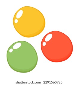 Conjunto de diferentes colores granos de gelatina en la ilustración de fondo blanco.