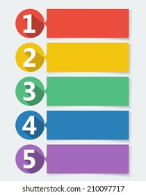 Set of different colors numbered banner, flat UI design