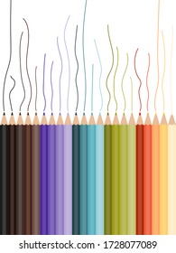 set of different colors pencils vector illustration