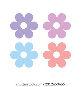conjunto de colores diferentes de la ilustración de flor vectorial floral