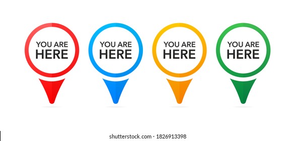 Set with different colors you are here on white background. White background. Vector illustration.