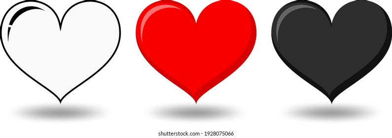 Set of different colour of heart illustration