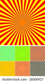 set of different colour rays vector background