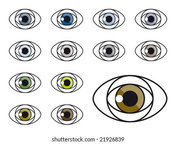 set of different coloured eye icons