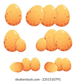 Set of different combinations of orange dinosaur eggs