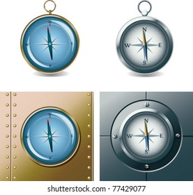 Set of different compasses