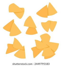 Set of different compositions of Mexican corn nacho chips