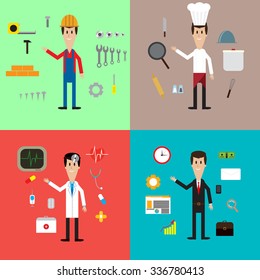 set of different concept vector illustrations in modern flat design style