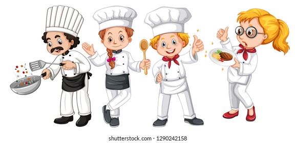 Set of different cook character illustration