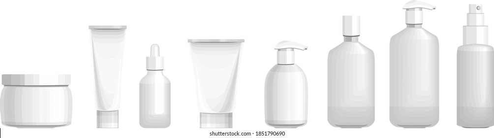 Set with different cosmetic bottles. No gradients, no meshes