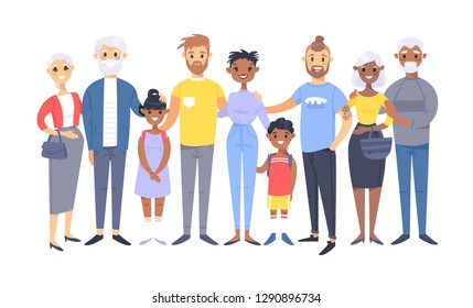 Set Different Couples Families Cartoon Style Stock Vector (Royalty Free ...