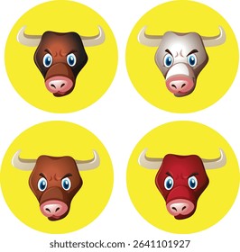 Set of different cows animal illustration
