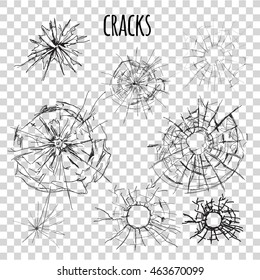 Set of different cracks. Vector illustration.
