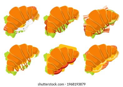set of different croissant recipes