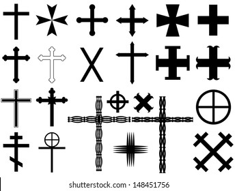 Set of different cross illustration on white background
