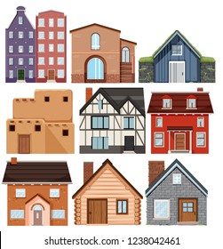 Set of different culture houses illustration