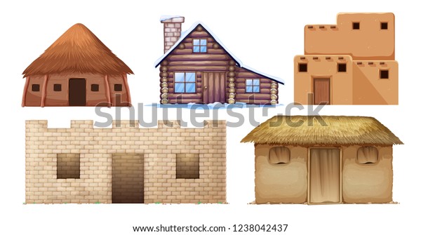 Set of different\
culture houses\
illustration