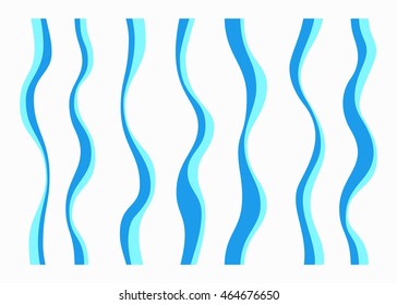Set of different curved lines. Abstract vector elements. Blue and turquoise colors.