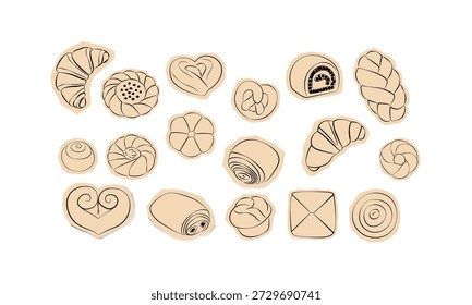 eine Reihe von verschiedenen ausgeschnittenen Formen und Designs von Brot