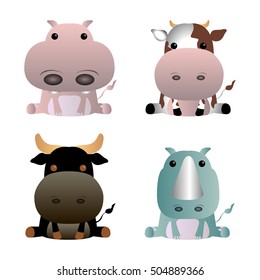 Set of different cute animals, Vector illustration