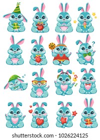 Set of different cute bunnies