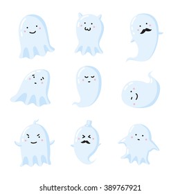 set of different cute ghosts. Vector illustration