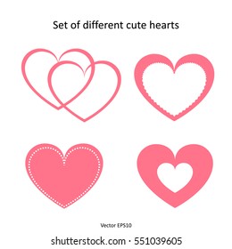 Set of different cute hearts