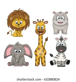 Set of different cute wild animals