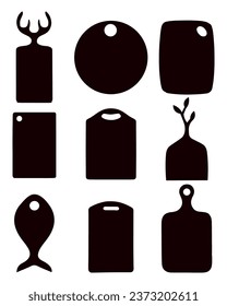 Set of different cutting boards on white background