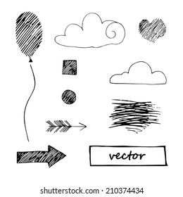 Set of different decorative elements, art design, vector