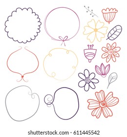 set of different decorative elements for baby shower invitation card. page decoration elements