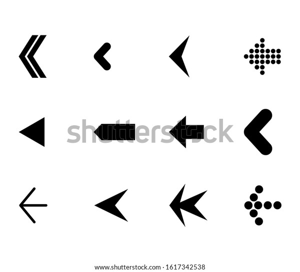 Set of different designed arrows. Simple black\
flat vector icons.