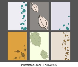 Set of different designs of backgrounds with autumn leaves