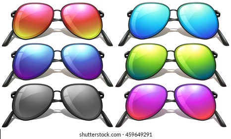 Set of different designs of sunglasses illustration