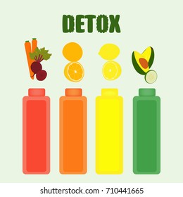 Set of different detox fruits and vegetables for making smoothie 