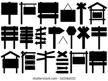 Set of different directional signs