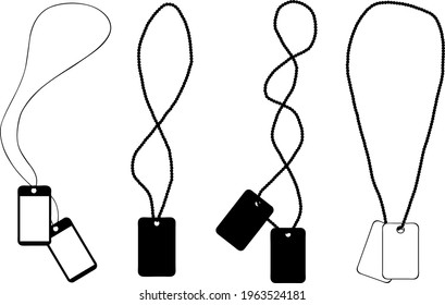 set of different dog tags isolated on white