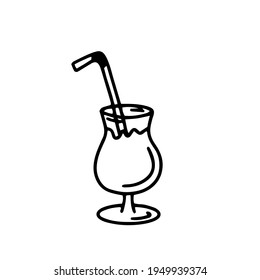 set of different Doodle cocktail. Hand-drawn image for print, sticker, web, various designs. Vector element for the themes of travel, vacation, tourism.