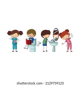 Set of different doodle kids cartoon design-8