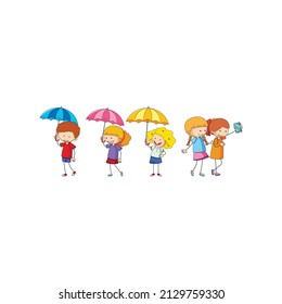 Set of different doodle kids cartoon design-6