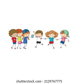 Juego de dibujos animados de diferentes niños del doodle diseño de dibujos animados - 19