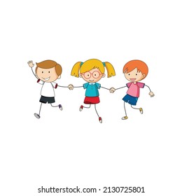 Set of different doodle kids cartoon character cartoon design