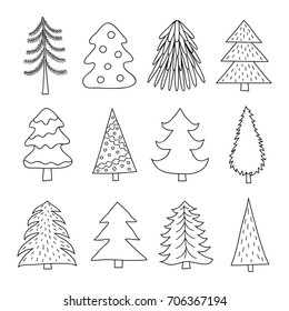 Linear Spruce Set Continuous Line Drawing Stock Vector (Royalty Free ...