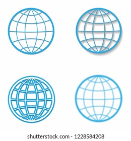 Set of different earth globes isolated on white background. Vector illustration