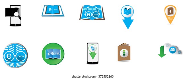 Set of different ebook icons on a white background