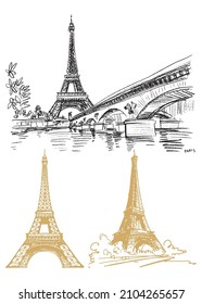 Set of different Eiffel Tower in Paris - Vector