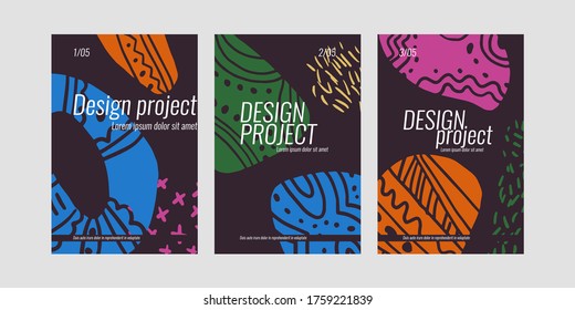 A set of different elements in Doodle style. Abstract spots and shapes on the background. Vector illustration.