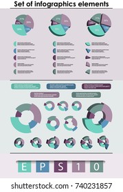 Set of different elements of Infographic in color