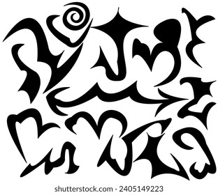 A set of different elements that may be needed when designing a pattern. Black color.